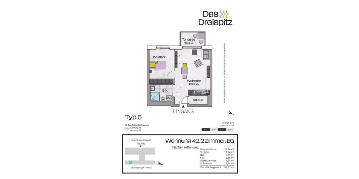 Etagenwohnung Stockstadt am Main - 3 Zimmer, 84 m&sup2;, 416.600&euro; | Angebot:25683655