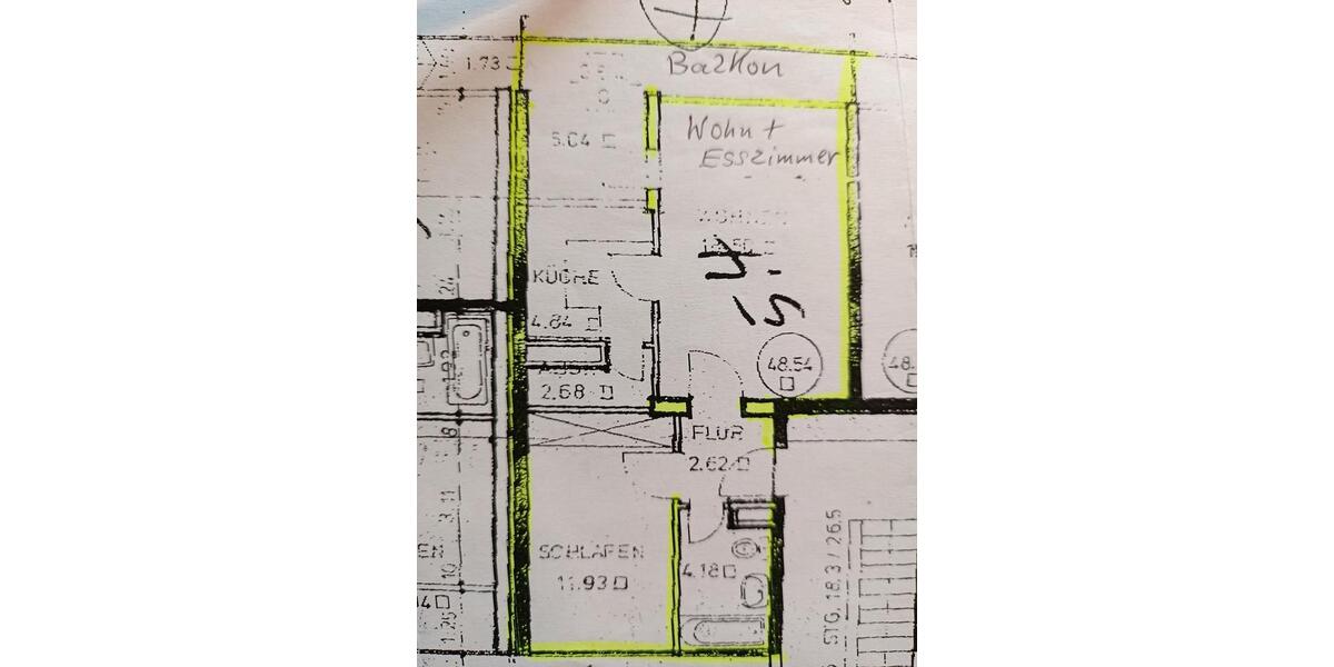 Etagenwohnung Aschaffenburg Österreicher Kolonie - 2 Zimmer, 48 m&sup2;, 570&euro; | Angebot:25428041