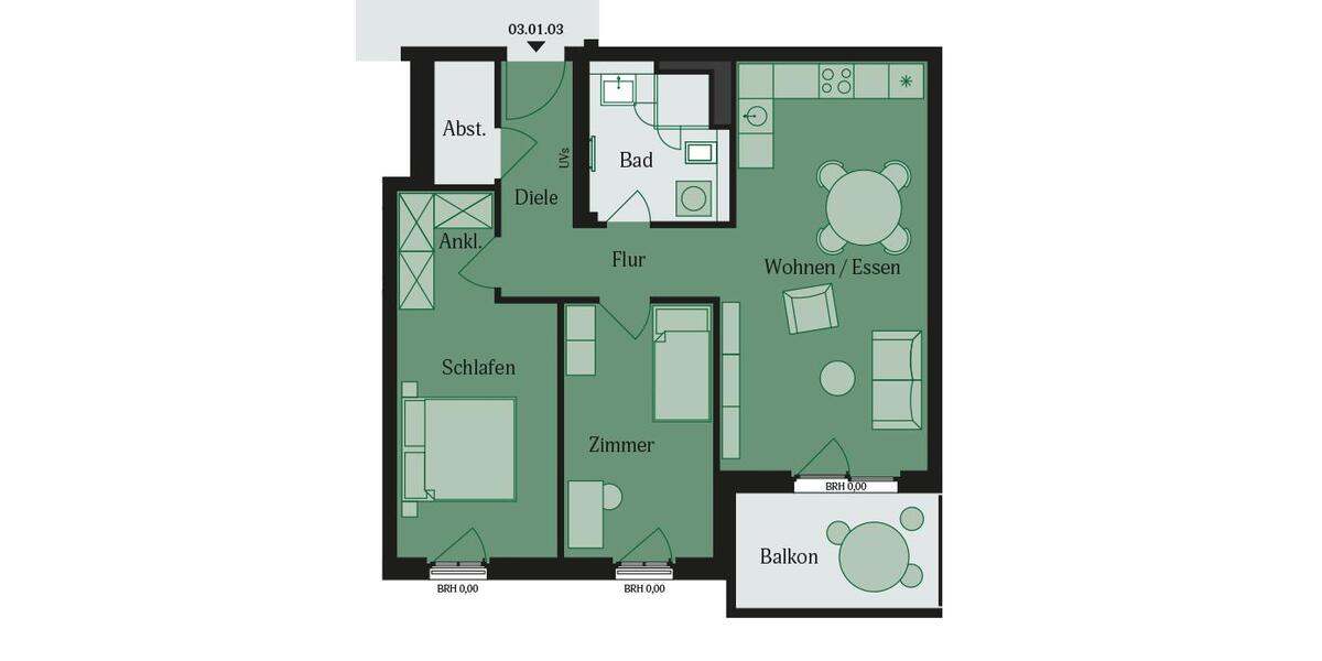 Etagenwohnung Mühlheim am Main - 3 Zimmer, 72 m&sup2;, 1.270&euro; | Angebot:25498072
