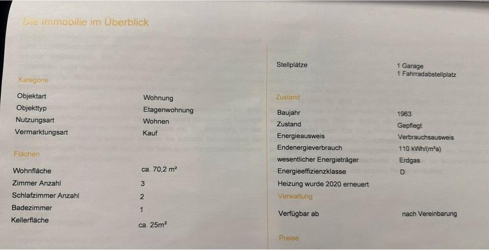 Etagenwohnung Mühlheim am Main - 3 Zimmer, 70 m&sup2;, 280.000&euro; | Angebot:25725033