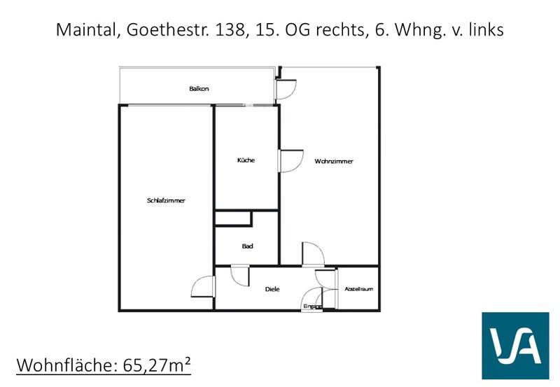 Etagenwohnung Maintal - 2 Zimmer, 65 m&sup2;, 690&euro; | Angebot:26209849
