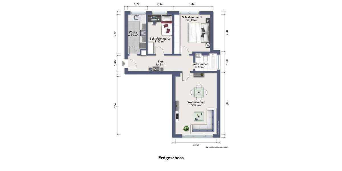 Etagenwohnung Hanau - 3 Zimmer, 62 m&sup2;, 229.000&euro; | Angebot:25760451