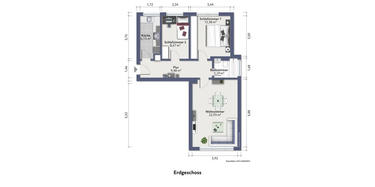 Etagenwohnung Hanau - 3 Zimmer, 62 m&sup2;, 229.000&euro; | Angebot:25760451
