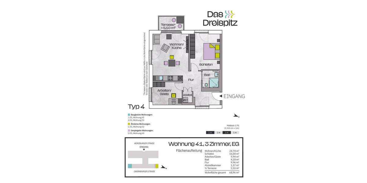 Etagenwohnung Stockstadt am Main - 3 Zimmer, 84 m&sup2;, 416.600&euro; | Angebot:25683655