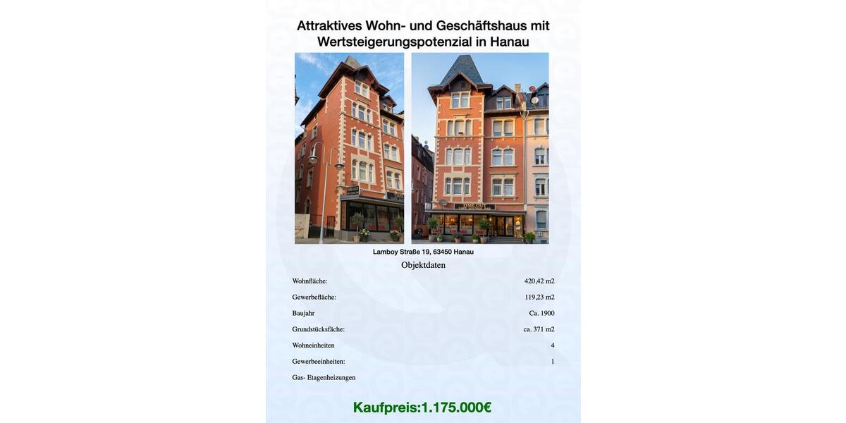Mehrfamilienhaus, Wohnhaus Hanau - 1.175.000&euro; | Angebot:26338409