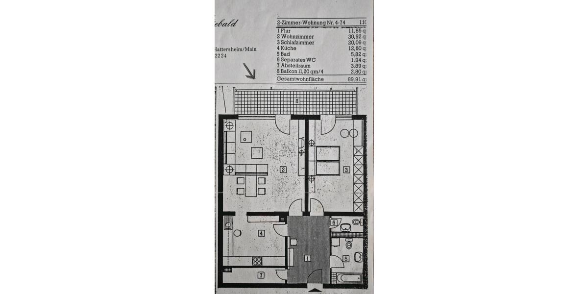 Etagenwohnung Babenhausen - 2 Zimmer, 90 m&sup2;, 590&euro; | Angebot:26660230