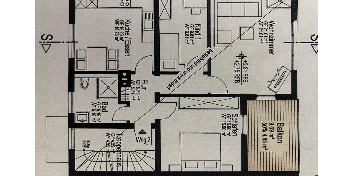 Etagenwohnung Waldaschaff - 3 Zimmer, 76 m&sup2;, 915&euro; | Angebot:26024576