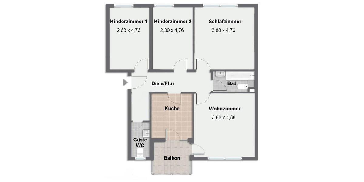 Etagenwohnung Großostheim - 4 Zimmer, 87 m&sup2;, 325.000&euro; | Angebot:25236714