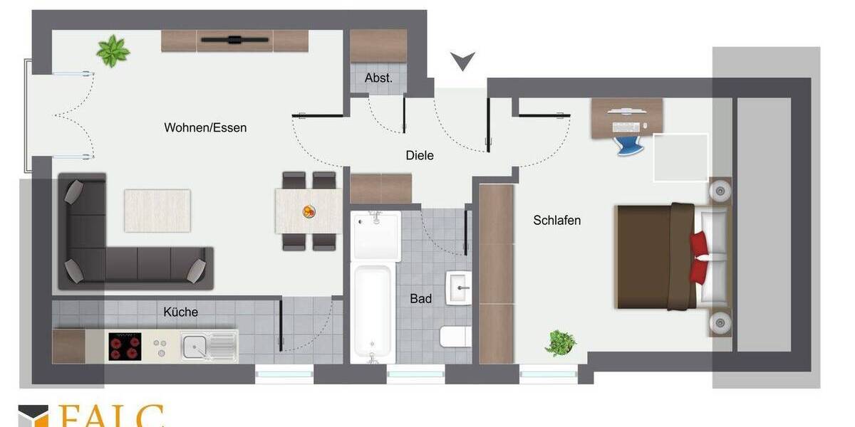 Etagenwohnung Kleinwallstadt - 2 Zimmer, 50 m&sup2;, 425&euro; | Angebot:26170542