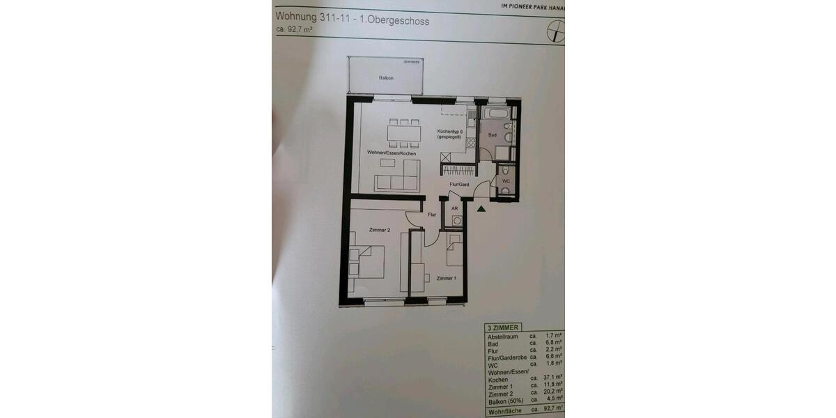 Etagenwohnung Hanau Großauheim - 3 Zimmer, 93 m&sup2;, 1.400&euro; | Angebot:25831936