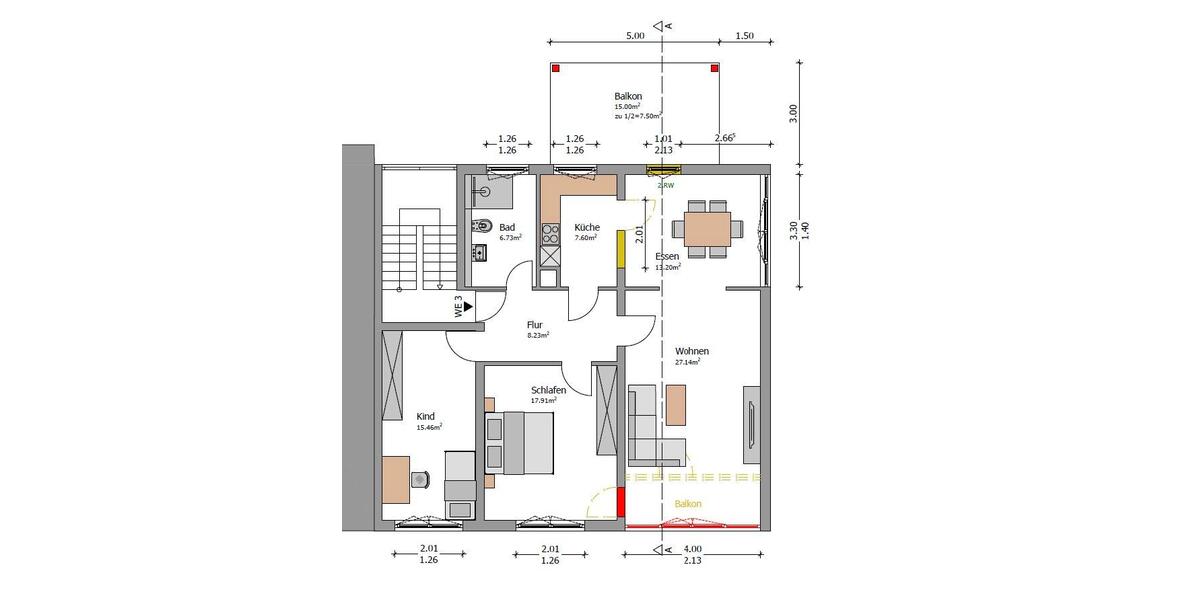 Etagenwohnung Mainaschaff - 4 Zimmer, 95 m&sup2;, 1.230&euro; | Angebot:25960631