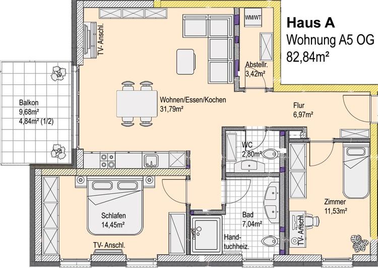 Etagenwohnung Neuberg - 3 Zimmer, 83 m&sup2;, 1.218&euro; | Angebot:26001611