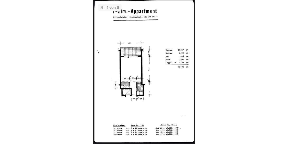 Etagenwohnung Maintal - 1 Zimmer, 35 m&sup2;, 123.500&euro; | Angebot:23850102