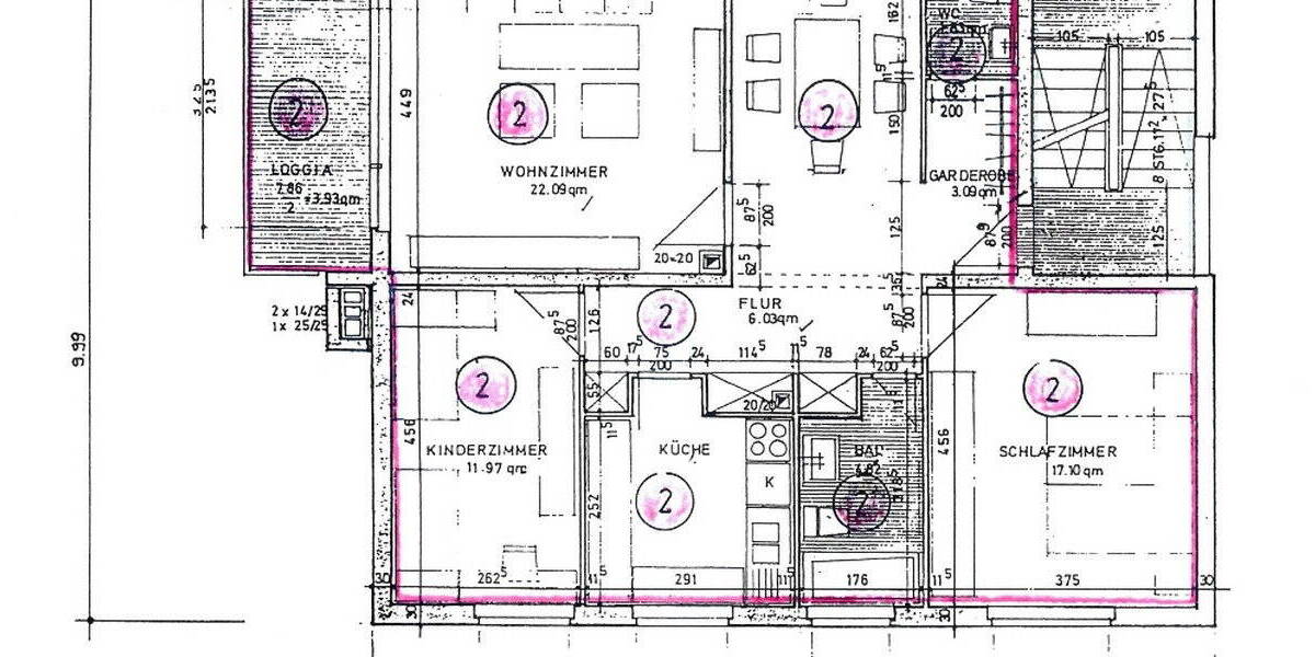 Etagenwohnung Hanau Großauheim - 4 Zimmer, 90 m&sup2;, 319.000&euro; | Angebot:26657365