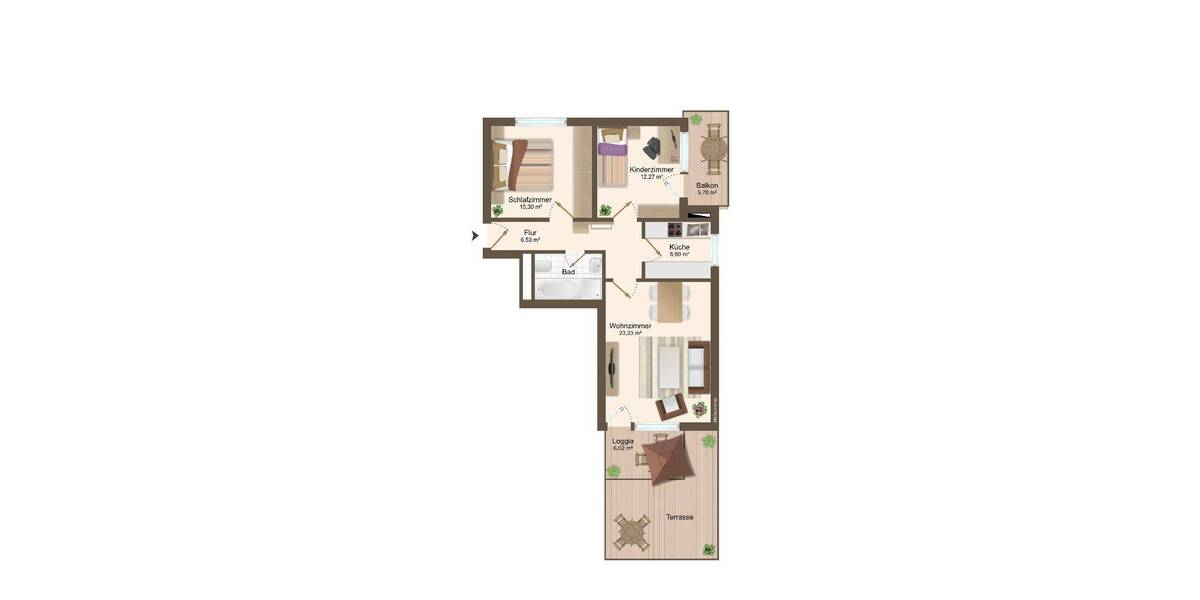 Etagenwohnung Hanau Kesselstadt - 3 Zimmer, 71 m&sup2;, 950&euro; | Angebot:26684146