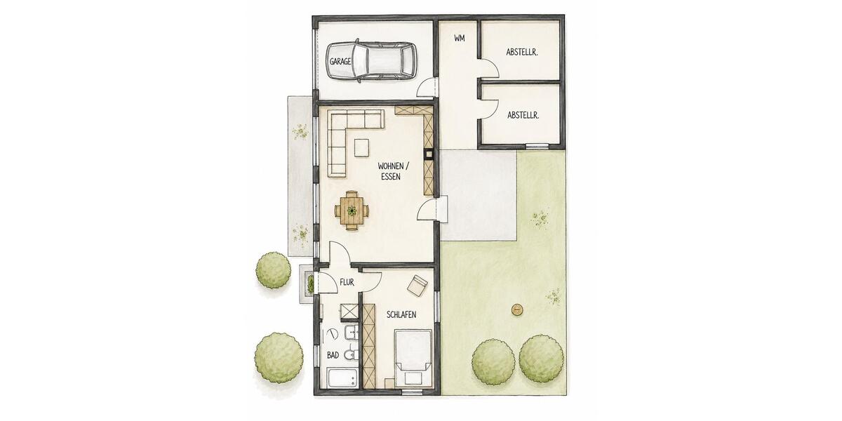 Erdgeschoßwohnung Stockstadt am Main - 2 Zimmer, 65 m&sup2;, 240.000&euro; | Angebot:26991594