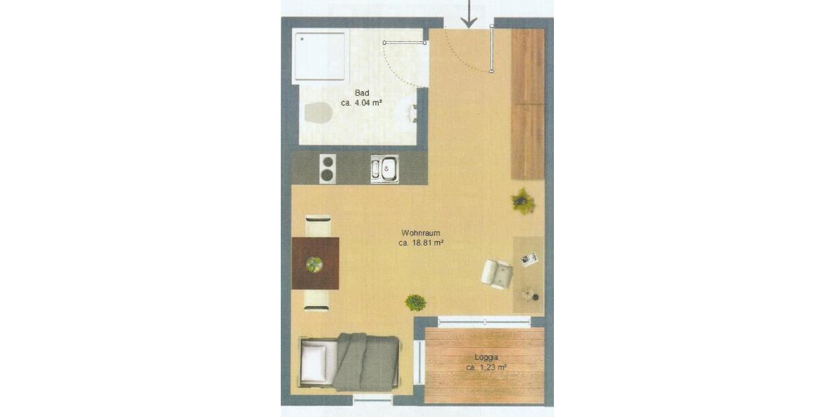 Etagenwohnung Aschaffenburg Gailbach - 1 Zimmer, 25 m&sup2;, 390&euro; | Angebot:26589170