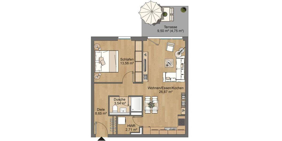 Etagenwohnung Hanau Lamboy - 2 Zimmer, 60 m&sup2;, 762&euro; | Angebot:26361507