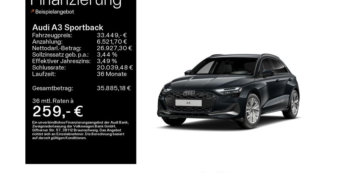 Audi A3 6.400 km 32.549 &euro; Linsengericht 63589