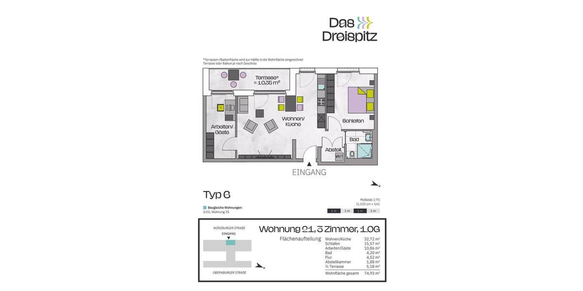 Etagenwohnung Stockstadt am Main - 3 Zimmer, 65 m&sup2;, 326.600&euro; | Angebot:25732474