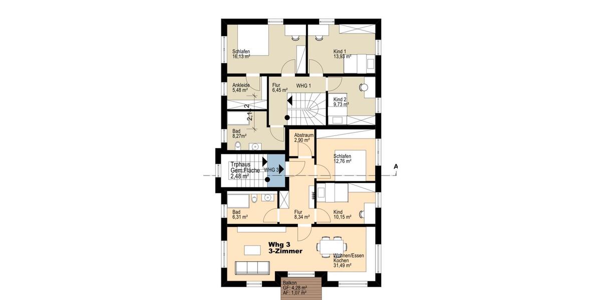 Dachgeschoßwohnung Schaafheim - 3 Zimmer, 65 m&sup2;, 299.000&euro; | Angebot:27281950