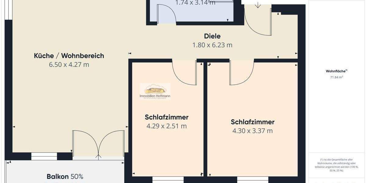 Etagenwohnung Hanau - 3 Zimmer, 72 m&sup2;, 275.000&euro; | Angebot:25698994